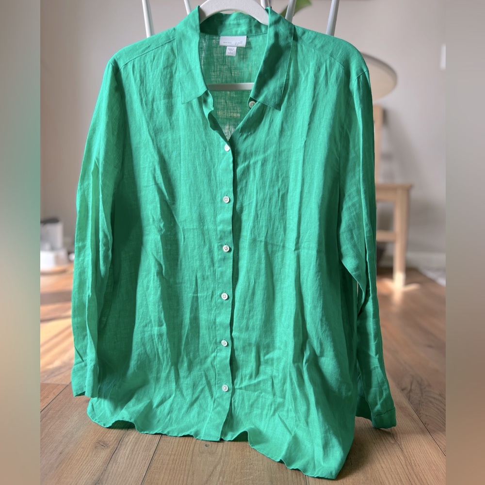 J.Jill Green Linen Blouse sz L